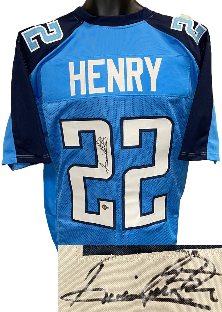 Derrick Henry signed Tennessee 2016-17 TB Light Blue Custom Pro Style Jersey-BAS