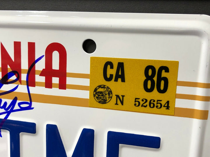 Back to the Future Signed Christopher Lloyd Movie Car License Plate Framed BAS