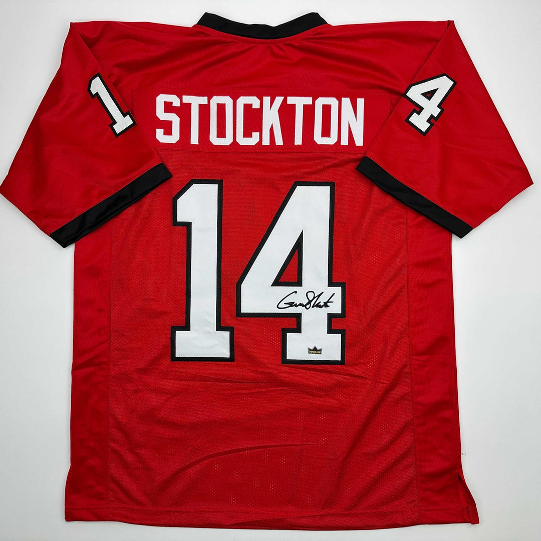 Facsimile Autographed Gunner Stockton Georgia Red Reprint Jersey Size Men's XL