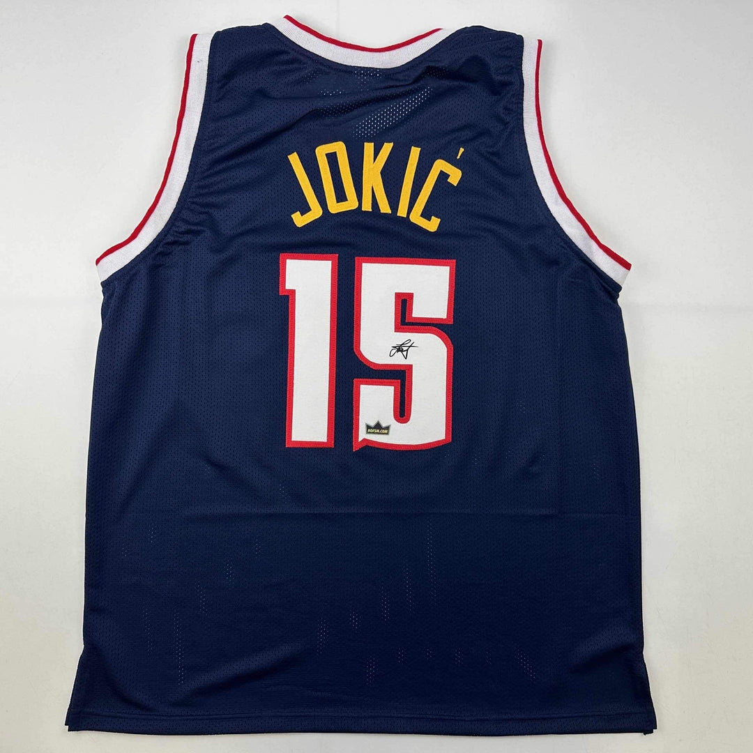 Facsimile Autographed Nikola Jokic Denver Blue Reprint Laser Auto Jersey Mens XL