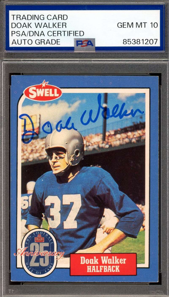 Doak Walker Gem Mint 10 PSA DNA Signed 1988 Swell Greats Autograph