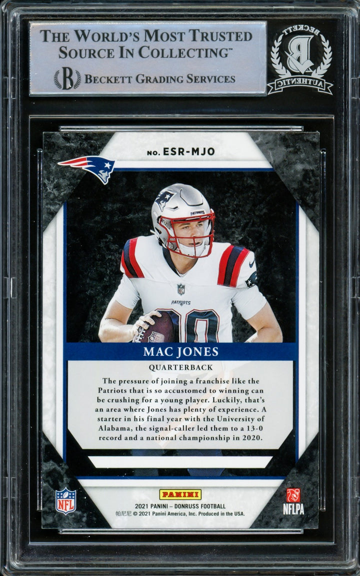 Mac Jones Signed 2021 Panini Donruss Elite Series RC ESR-MJO Patriots Beckett