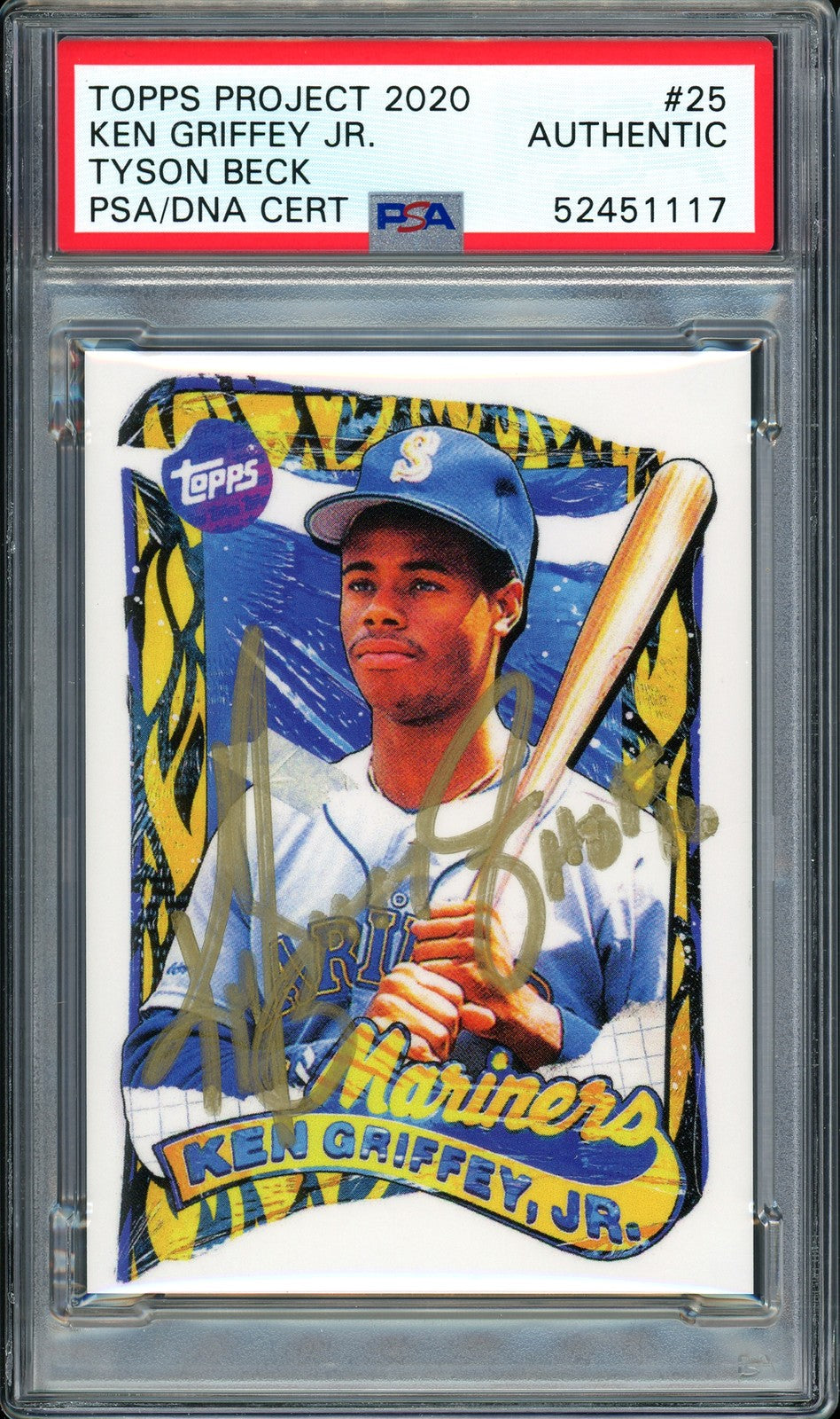 Ken Griffey Jr. Signed Topps Project 2020 Tyson Beck Card 25 HOF 16 #1/1 PSA/DNA
