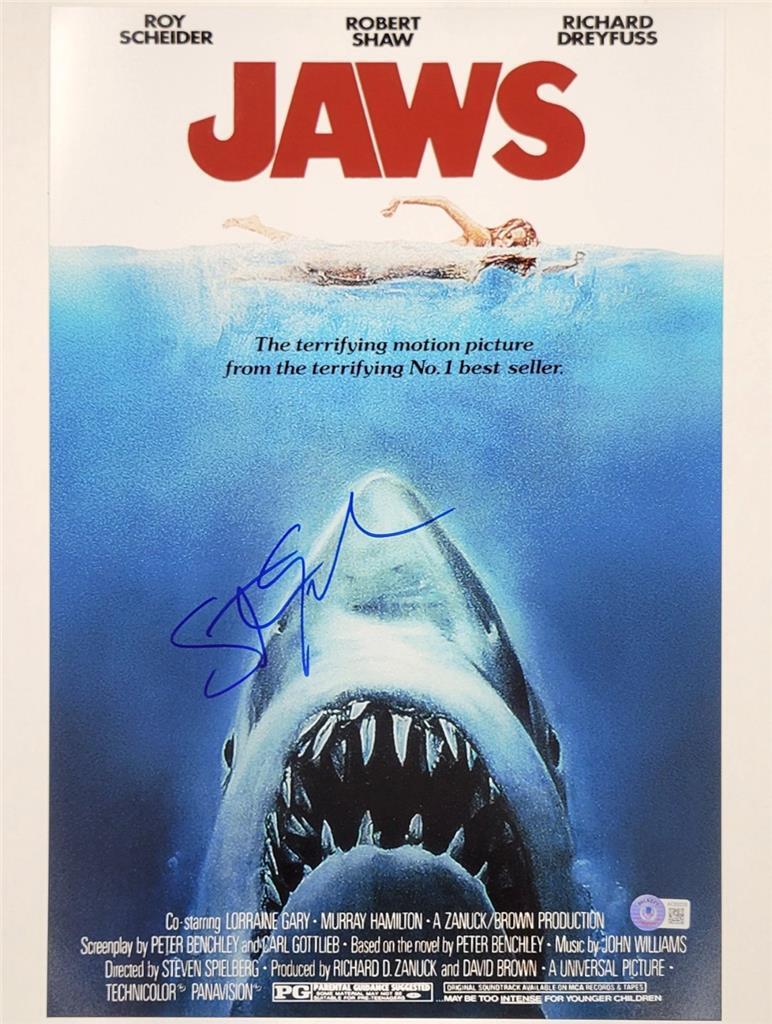 Steven Spielberg signed Jaws 12x18 photo poster autograph ~ Beckett BAS