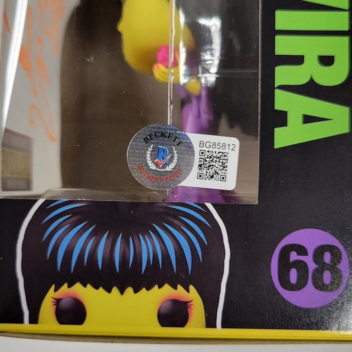 Elvira signed "Yours Cruelly" Black Light Funko Pop autograph O ~ BAS Holo