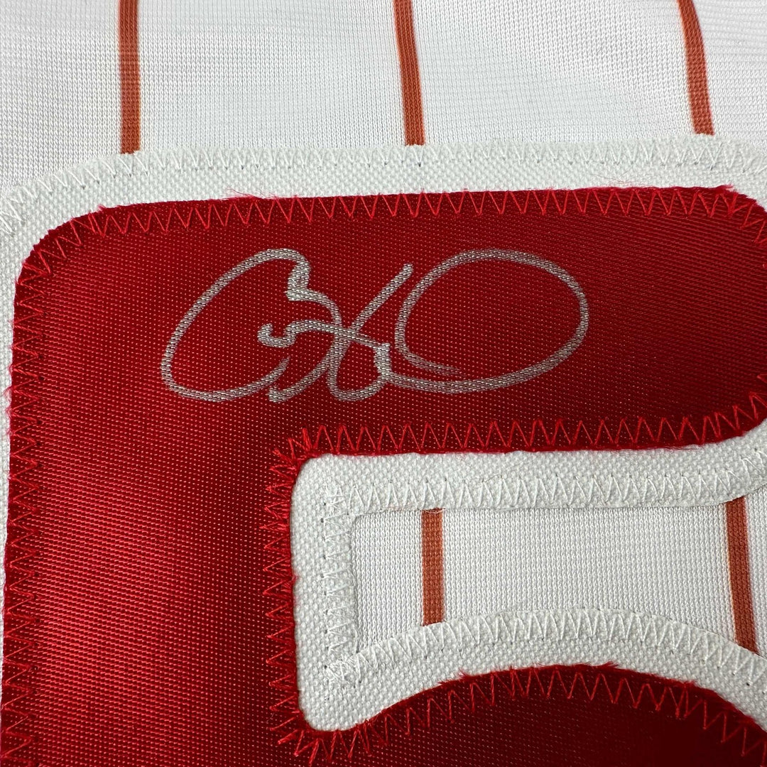 Autographed/Signed Cole Hamels Philadelphia Pinstripe Jersey Beckett COA