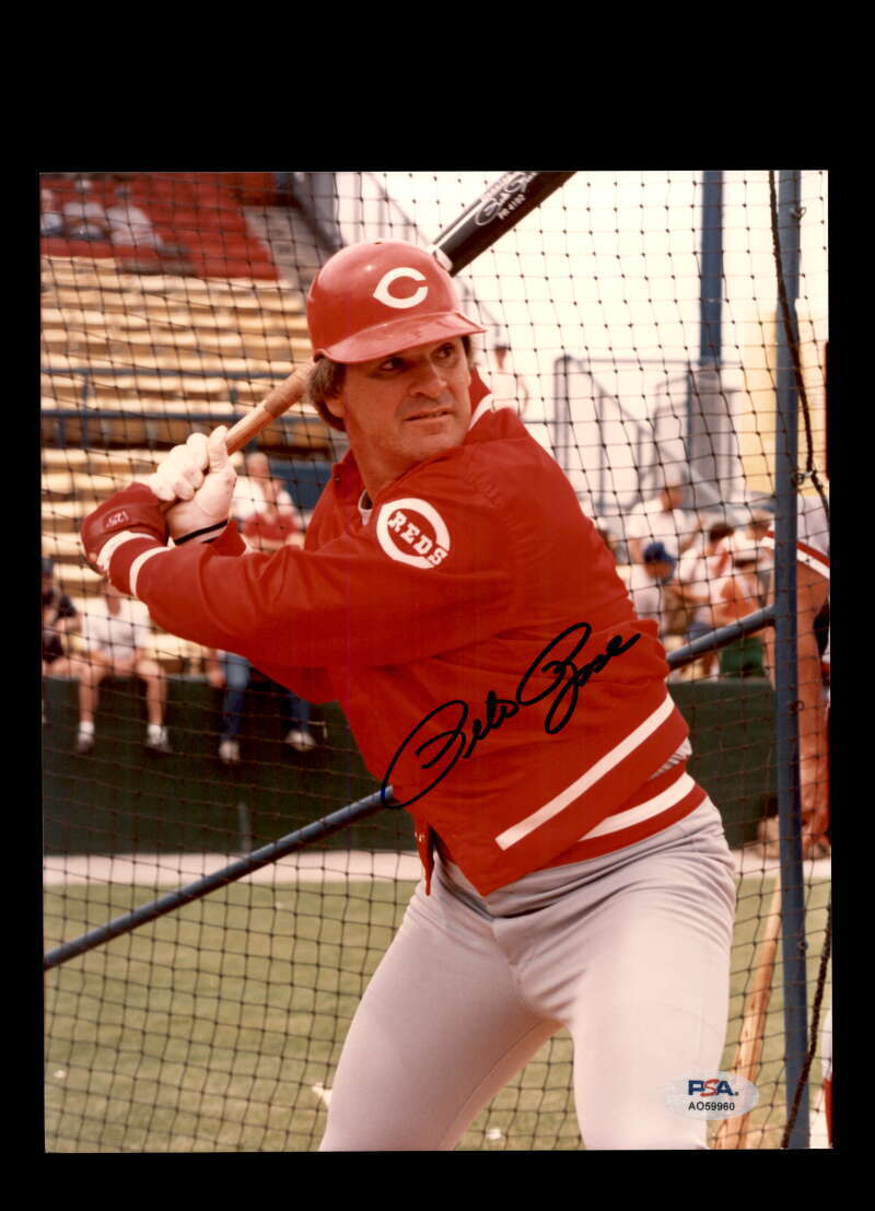 Pete Rose PSA DNA Signed 8x10 Photo Auto Reds