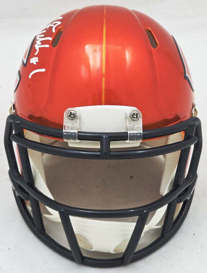 Justin Fields Signed Chicago Bears Flash Orange Speed Mini Helmet Beckett Wit