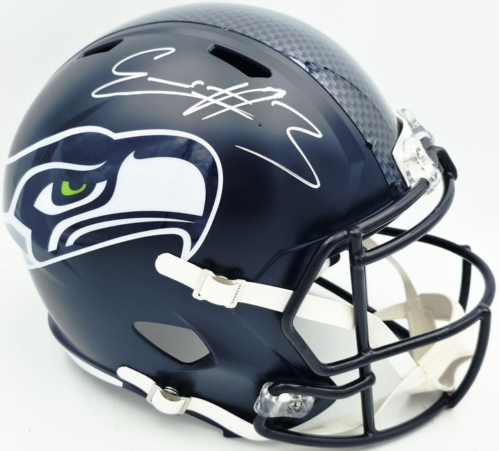 Nick Emmanwori Auto Seahawks Blue Full Size Replica Helmet - Sig Twice & Smudged