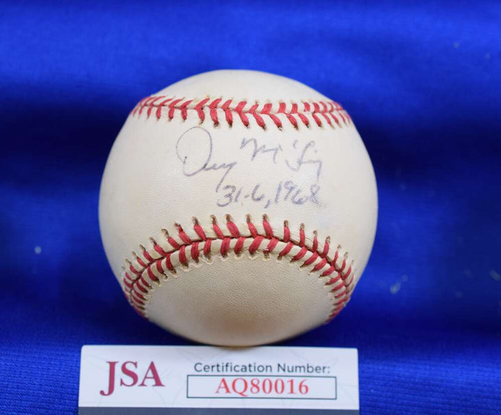 Denny Mclain 31-6 JSA Cert Signed American League OAL Autograph Baseball