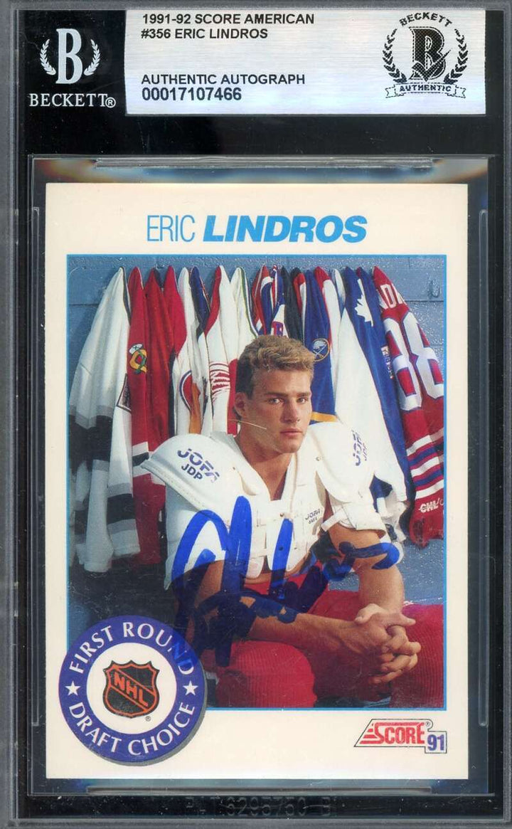 Eric Lindros Beckett BAS Signed 1991-92 Score American Rookie Autograph