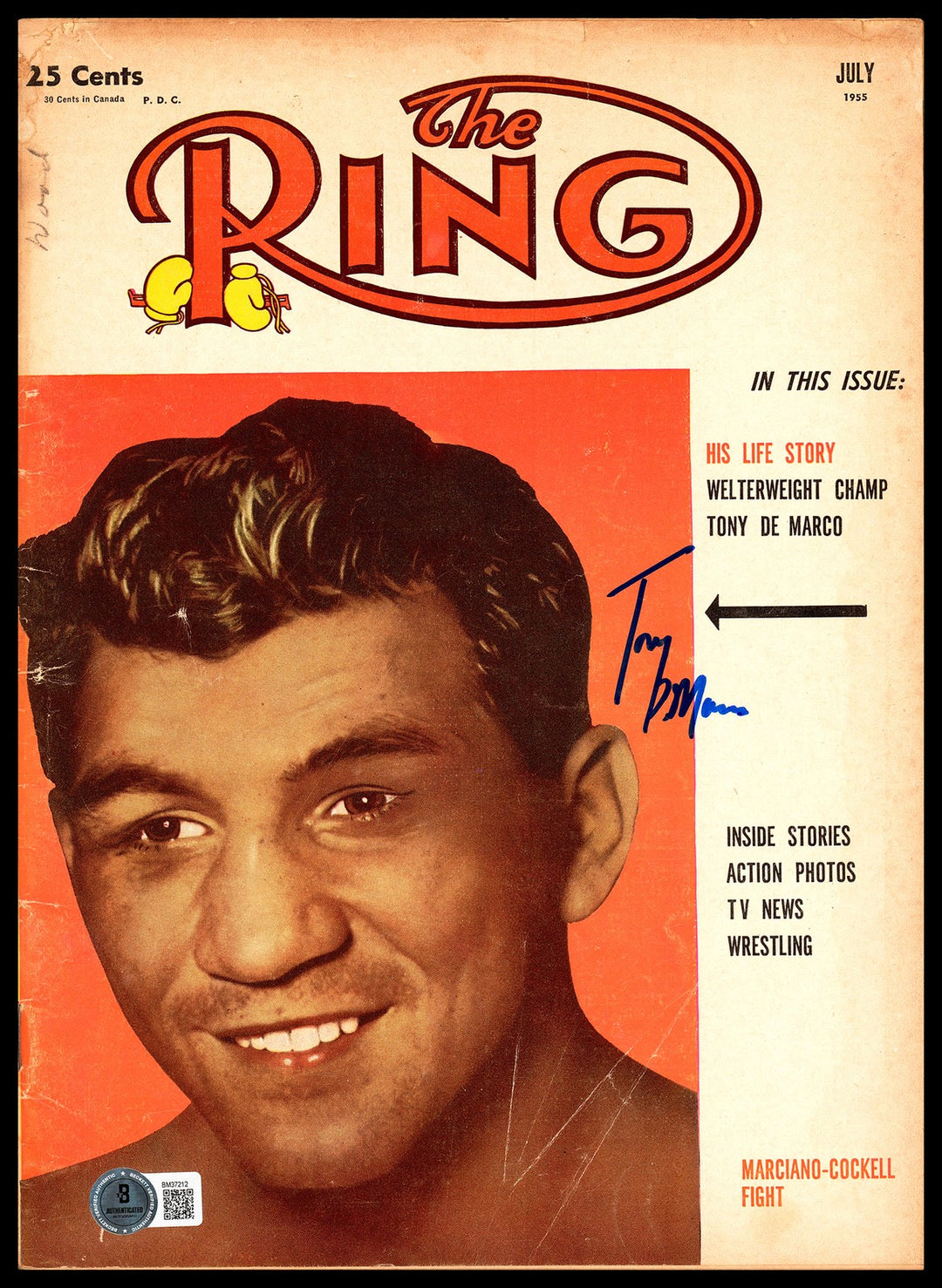 Tony De Marco Autographed Signed Ring Magazine Beckett BAS QR #BM37212