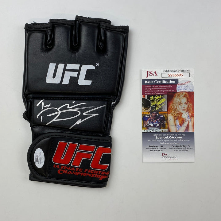 Autographed/Signed Dustin Poirier The Diamond Black UFC MMA Glove BAS COA