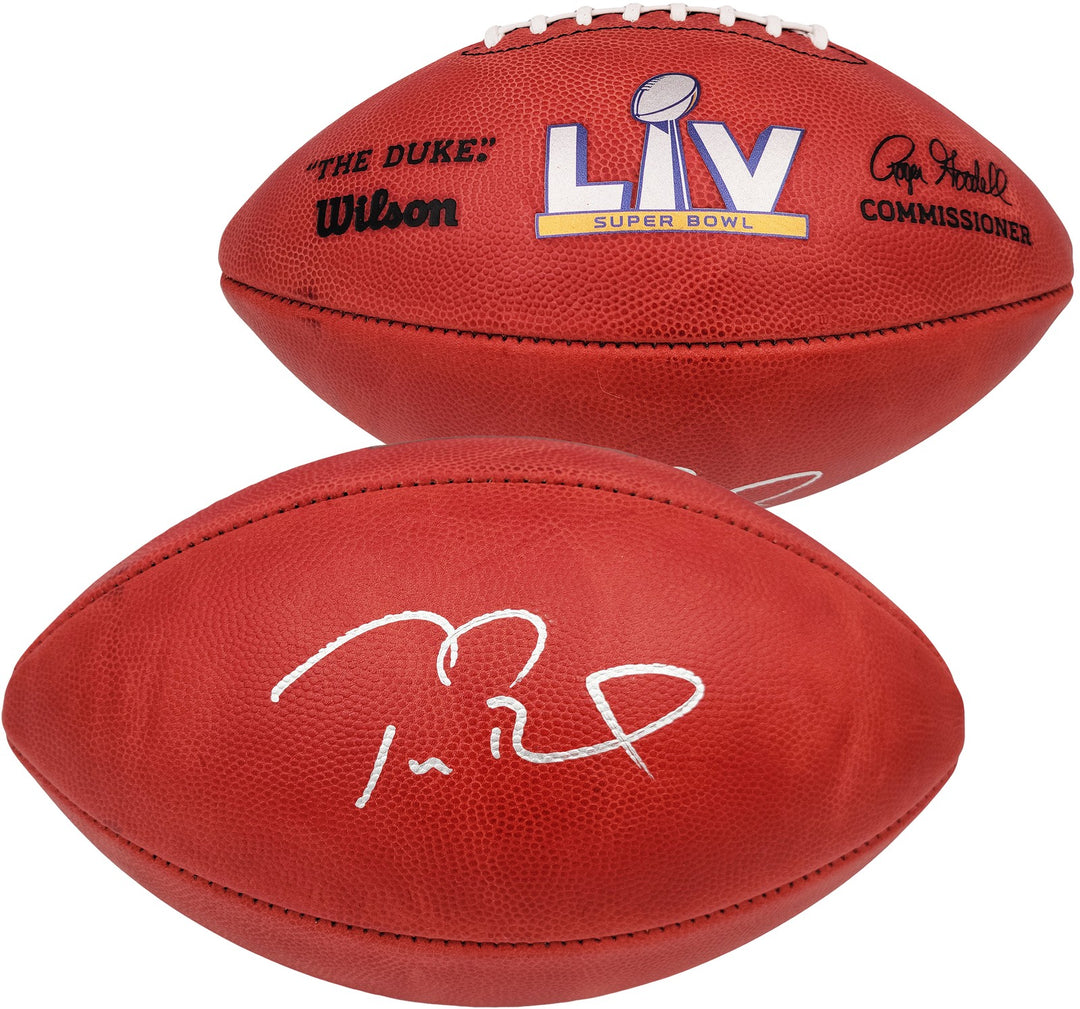 Tom Brady Auto Official NFL Leather SB LV Logo Football Buccaneers Fanatics Holo