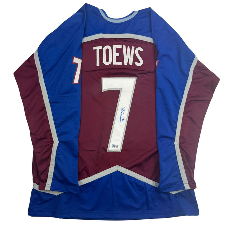 Autographed/Signed Devon Toews Colorado Maroon Jersey Beckett BAS COA