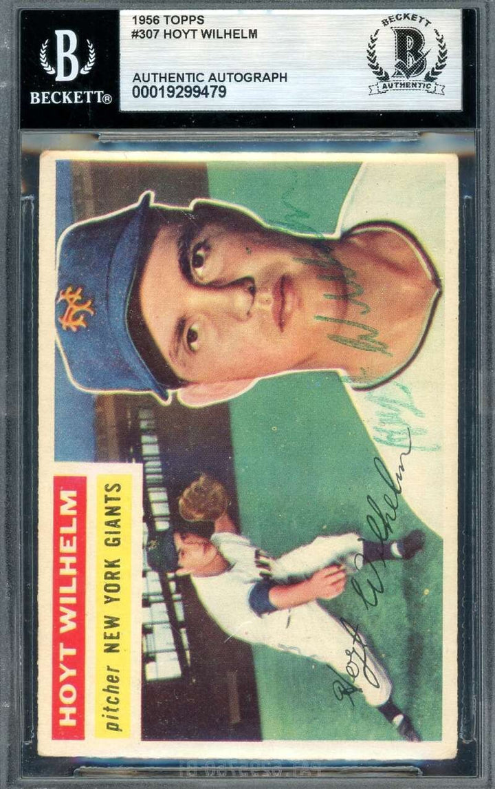 Hoyt Wilhelm Beckett BAS Vintage Signed 1956 Topps Autograph