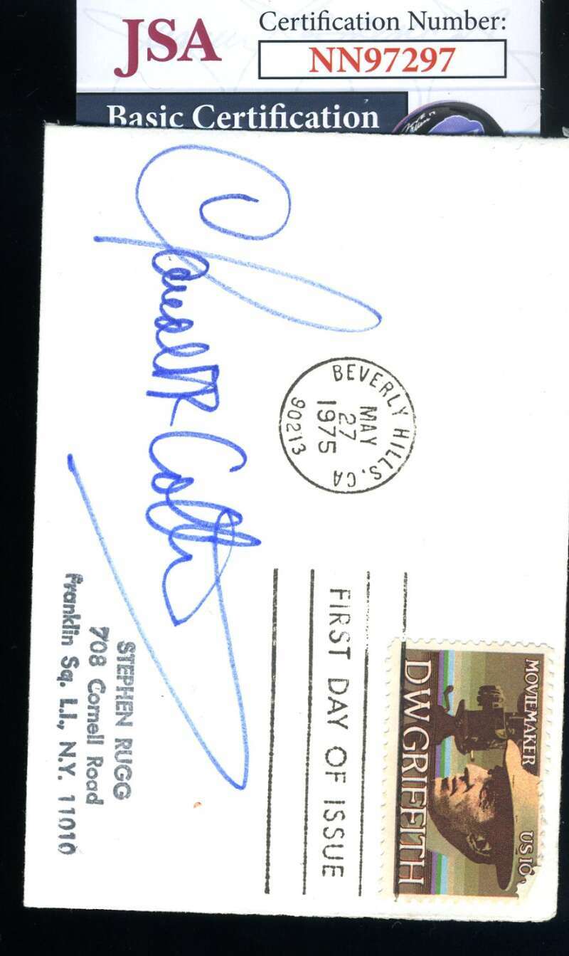 Claudette Colbert JSA Coa Signed 1975 FDC Cache Autograph