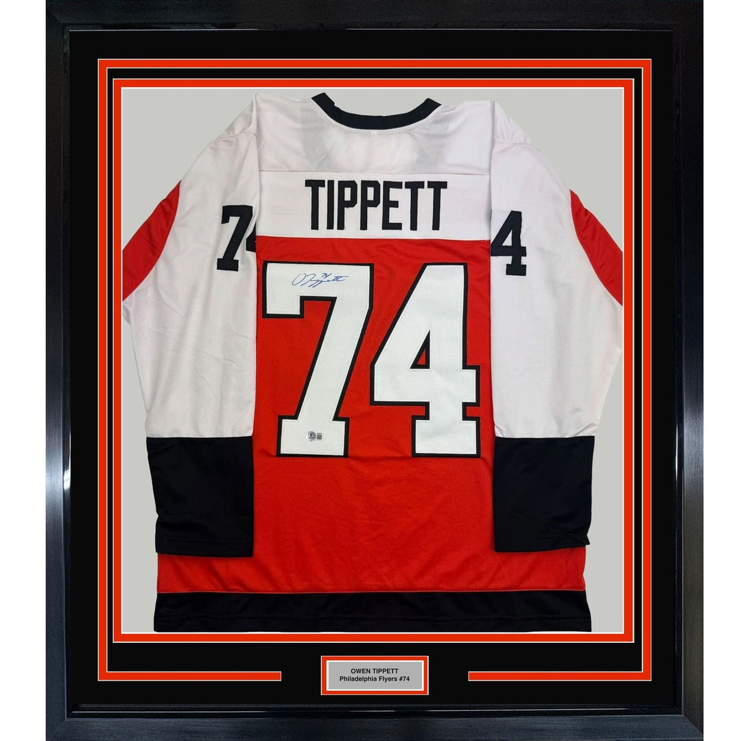 Framed Signed Owen Tippett 35x39 Philadelphia Orange Jersey Beckett BAS COA
