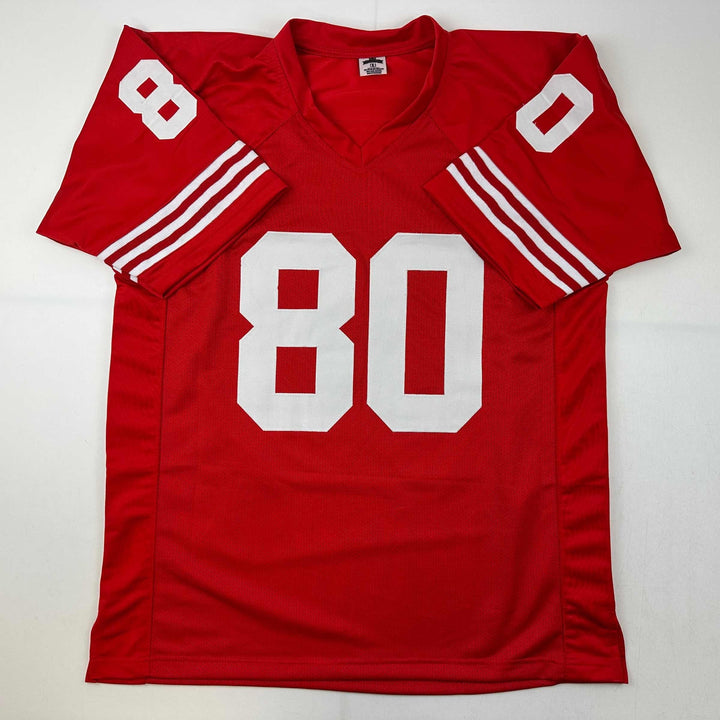 Facsimile Autographed Jerry Rice San Francisco Red Reprint Jersey Size Men's XL