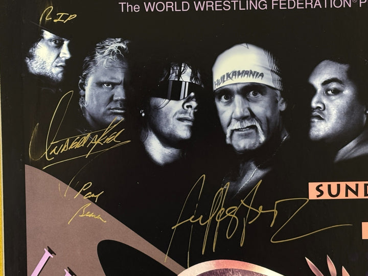 Wrestlemania IX Original Poster Signed Undertaker Bearer Crush Hulk Hogan JSA 9