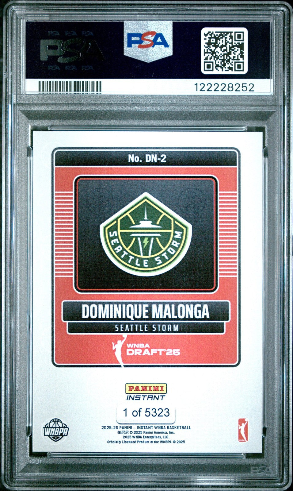 Graded 2025 Panini Instant Dominque Malonga #DN2 Night RC Card PSA 10