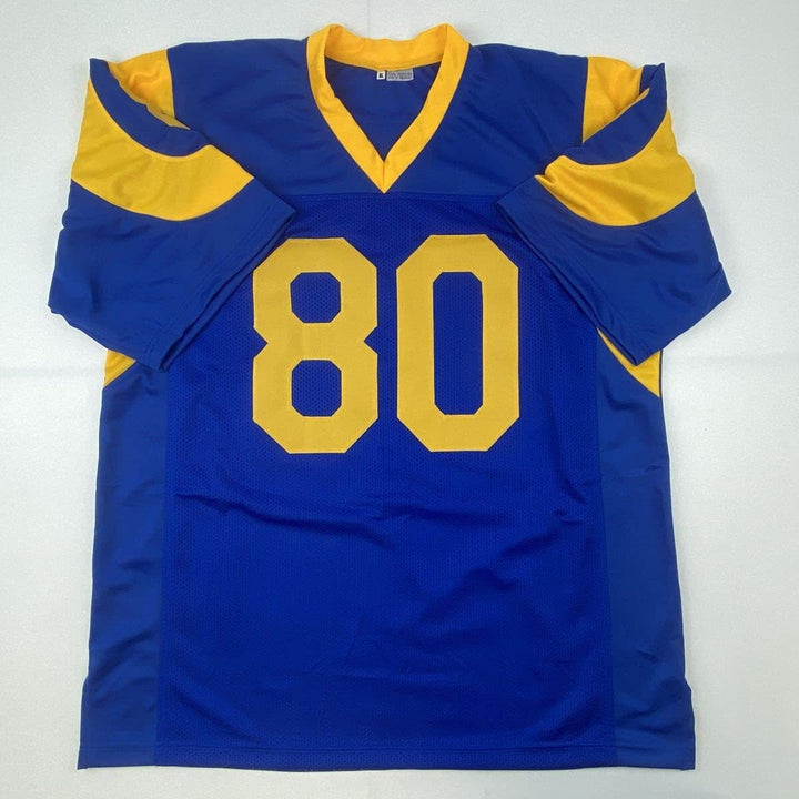 Autographed/Signed HENRY ELLARD Los Angeles LA Blue Football Jersey JSA COA Auto