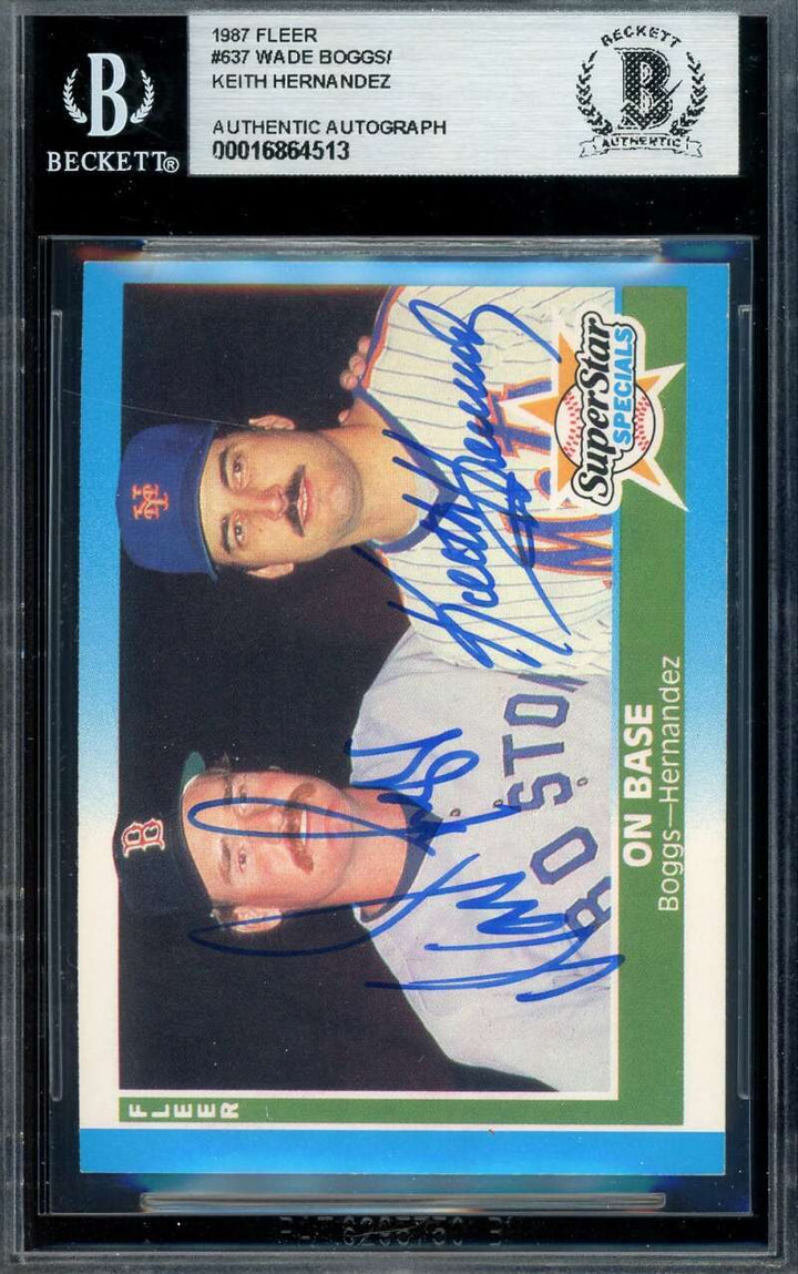 Wade Boggs Keith Hernandez Beckett BAS Signed 1987 Fleer Super Star Autograph