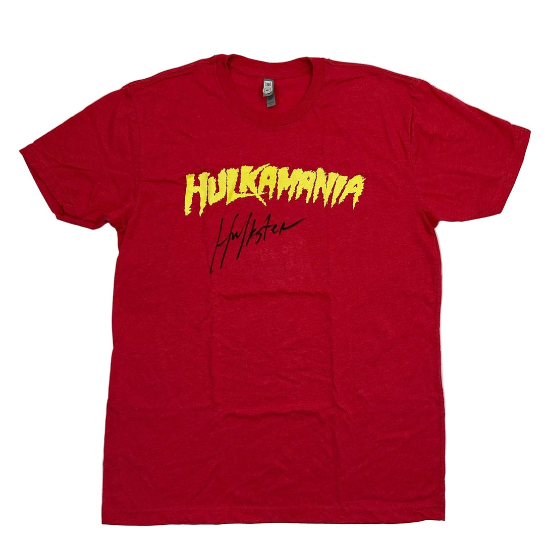 Autographed/Signed Hulk Hogan Hulkamania Red WWE Shirt T-Shirt Beckett COA