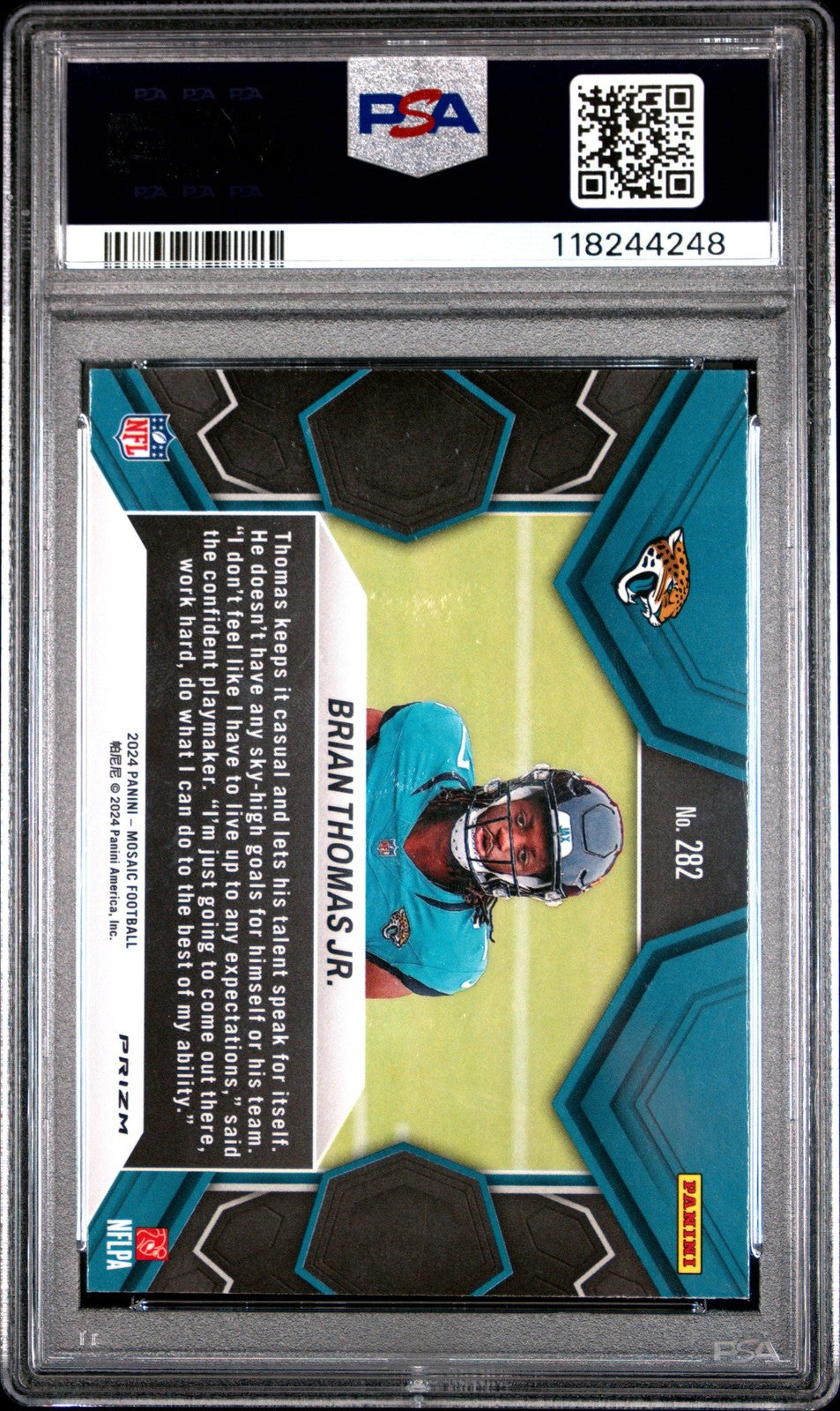 Graded 2024 Panini Mosaic Brian Thomas Jr #282 Green Rookie Card PSA 10