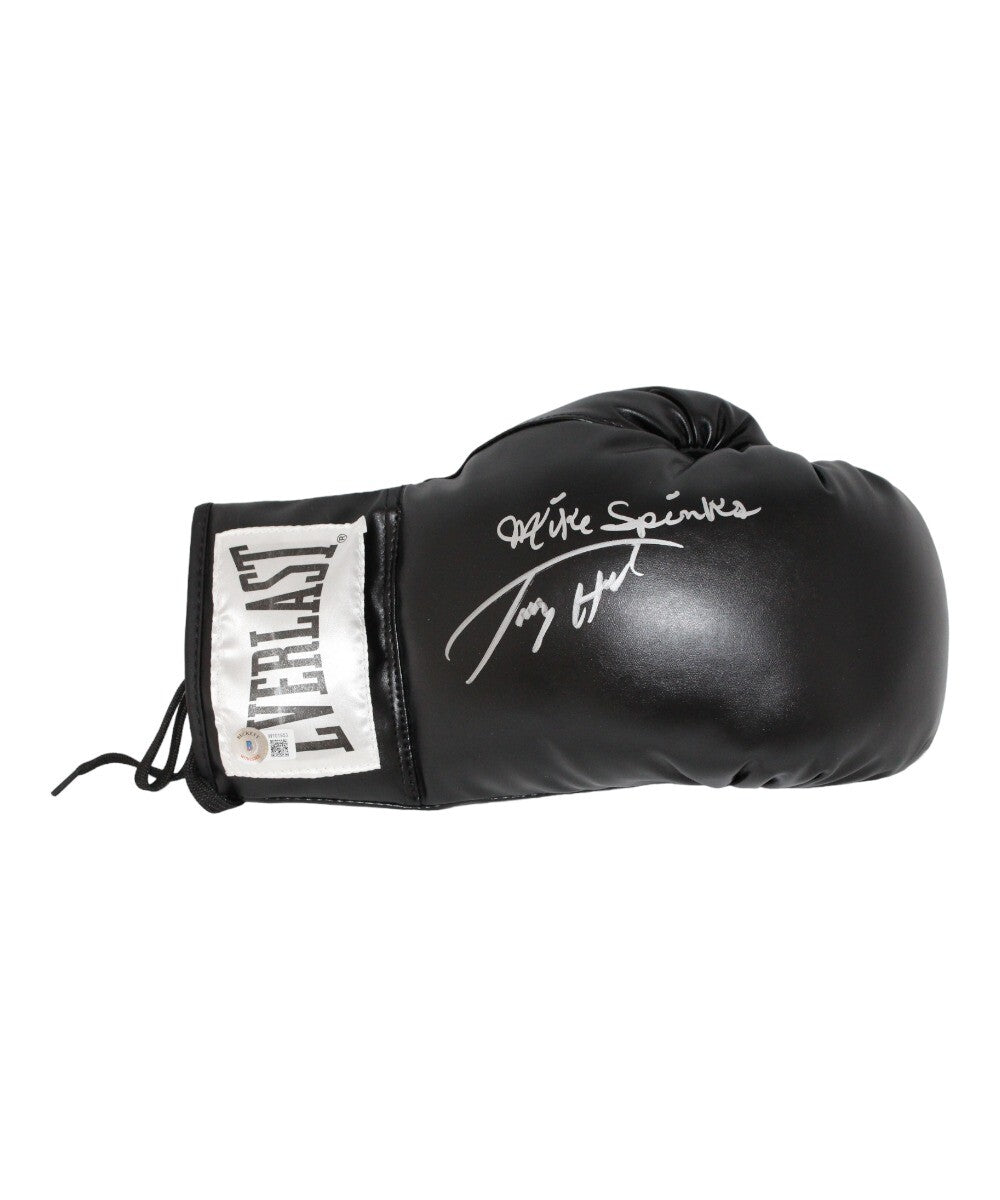 Larry Holmes & Michael Spinks Signed Black Right Boxing Glove Beckett 41191