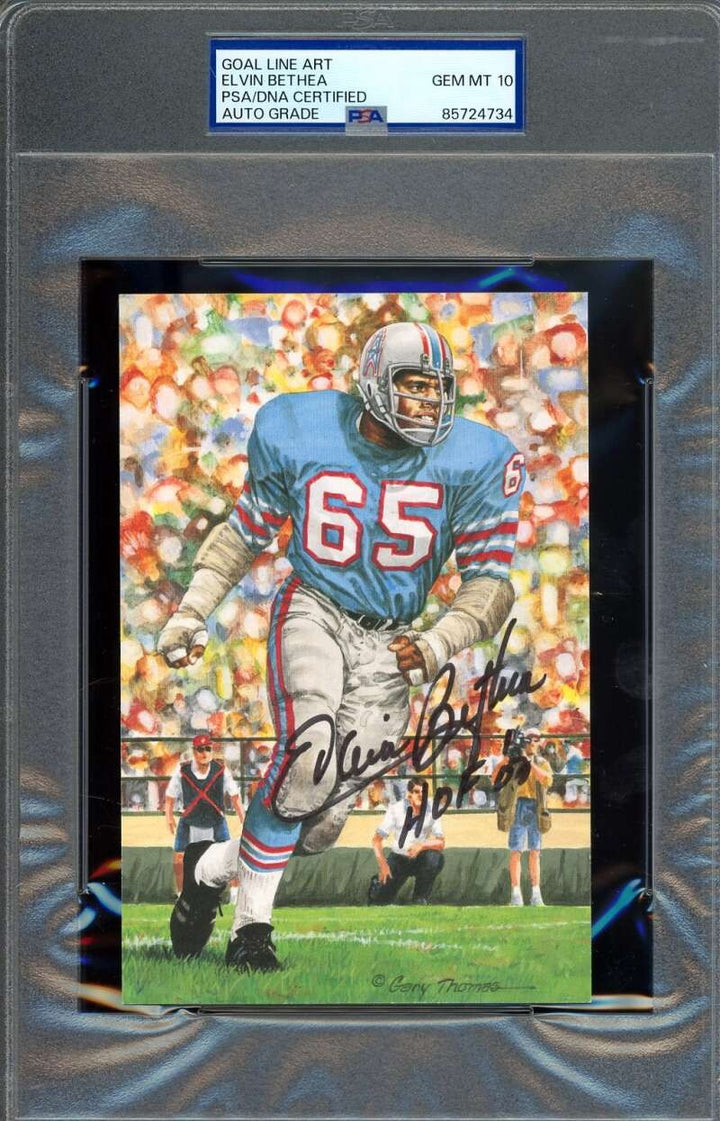 Elvin Bethea Gem Mint 10 PSA DNA Signed Goal Line Art Card GLAC Auto HOF 03