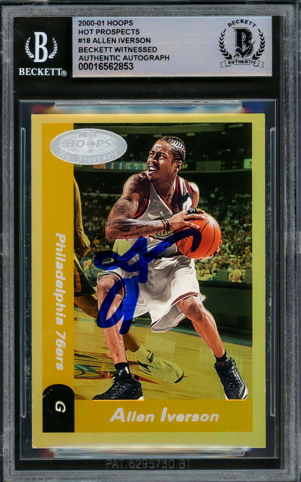 Allen Iverson Auto Signed 2000-01 Hoops Hot Prospects Card 18 76ers Beckett Wit