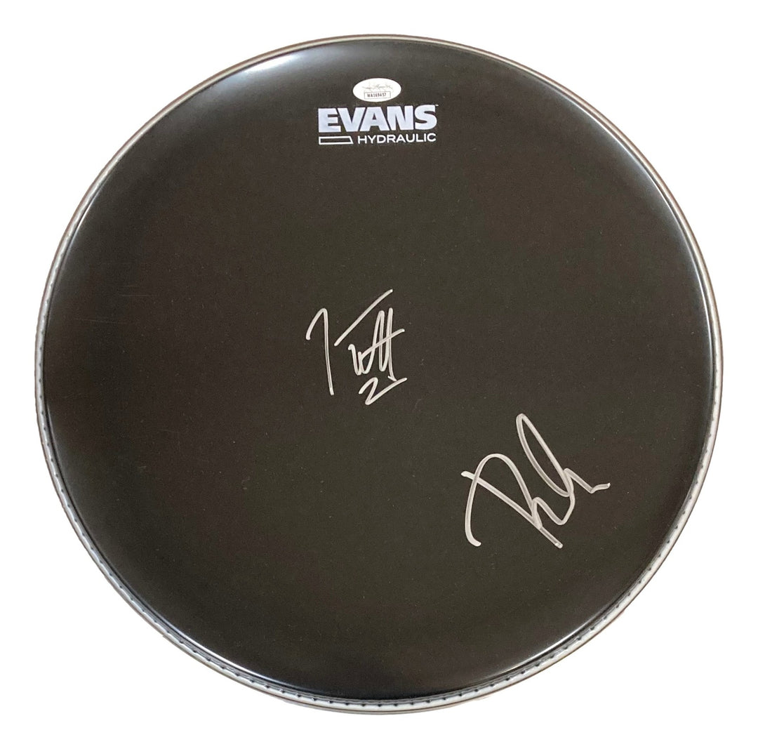 Joe Elliott Phil Collen Def Leppard Signed 15" Black Evans Drum Head JSA ITP