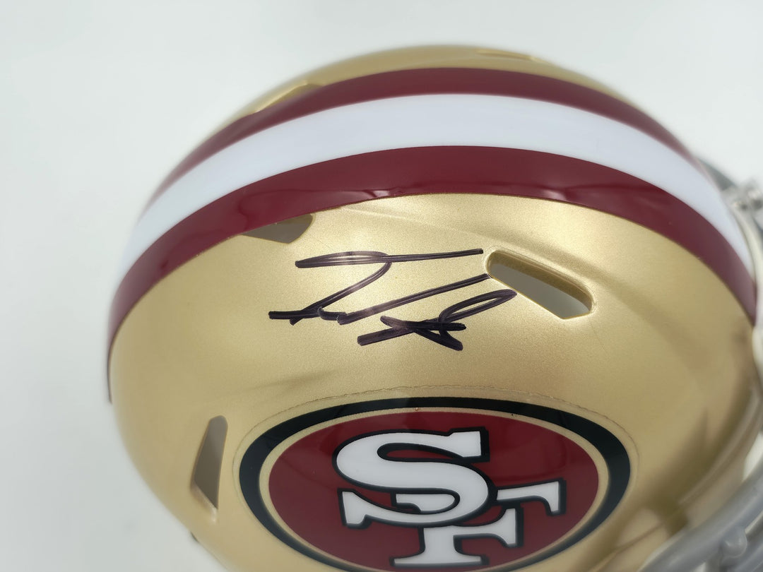 Isaac Guerendo Signed San Francisco 49ers Gold Speed Mini Helmet Beckett Witness