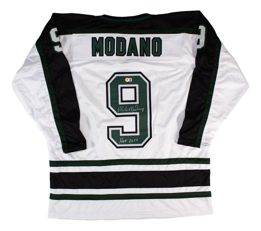 Mike Modano Dallas Signed White Hockey Jersey HOF 2014 BAS