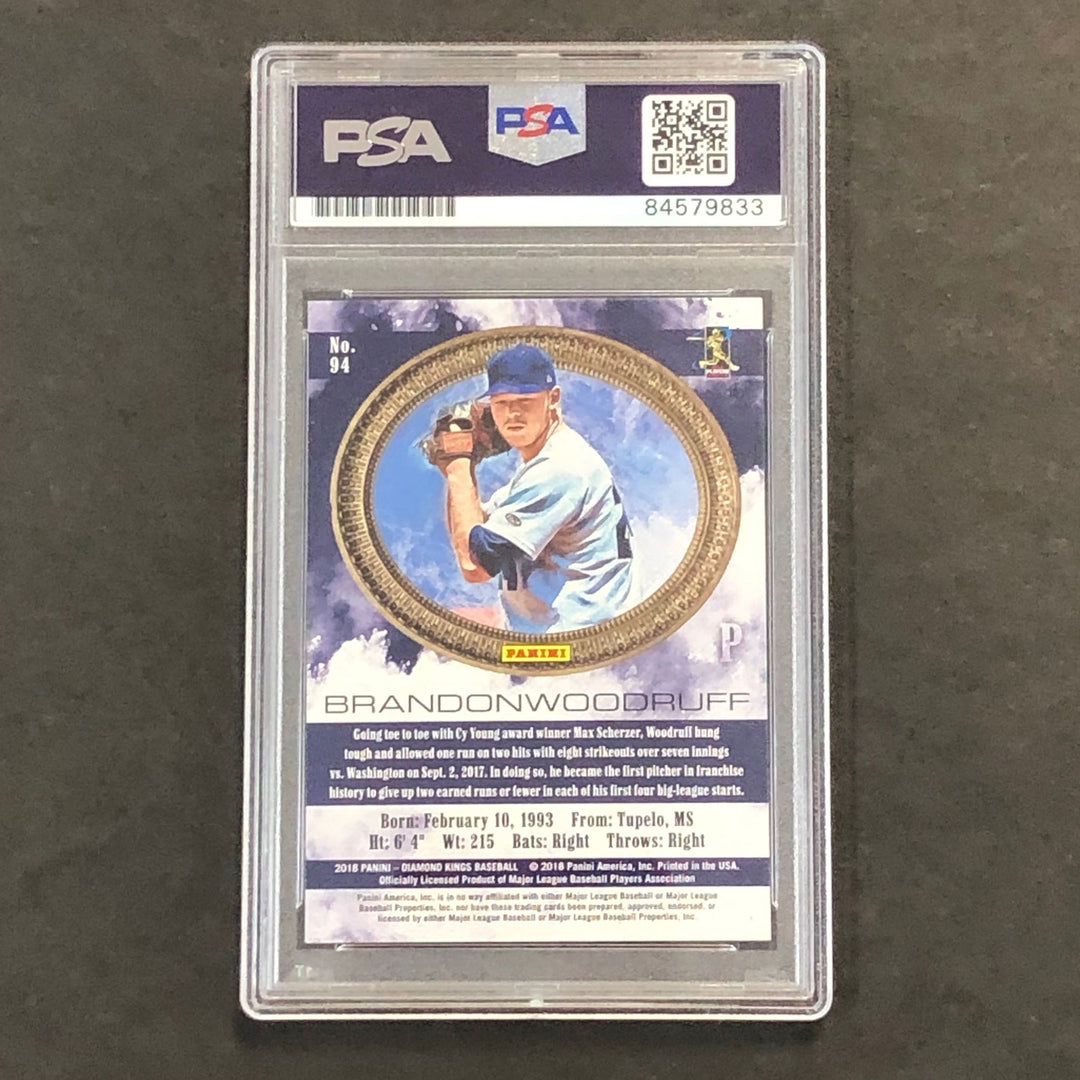 2018 Panini Diamond Kings #94 Brandon Woodruff Signed Card PSA Slabbed Auto RC B