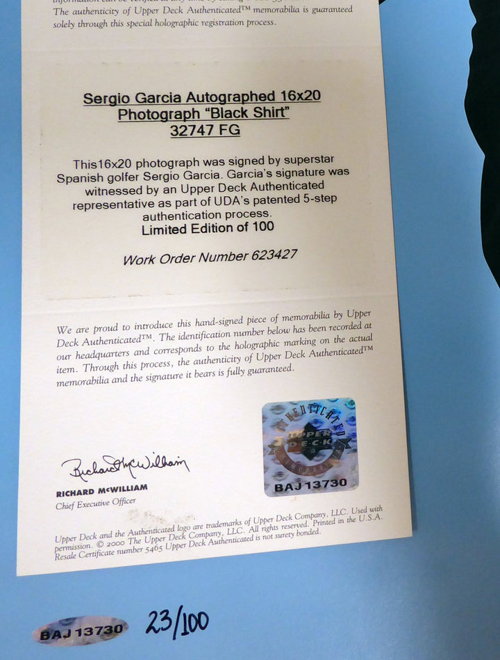 Sergio Garcia Autographed Signed 16x20 Photo LE #/100 UDA Holo