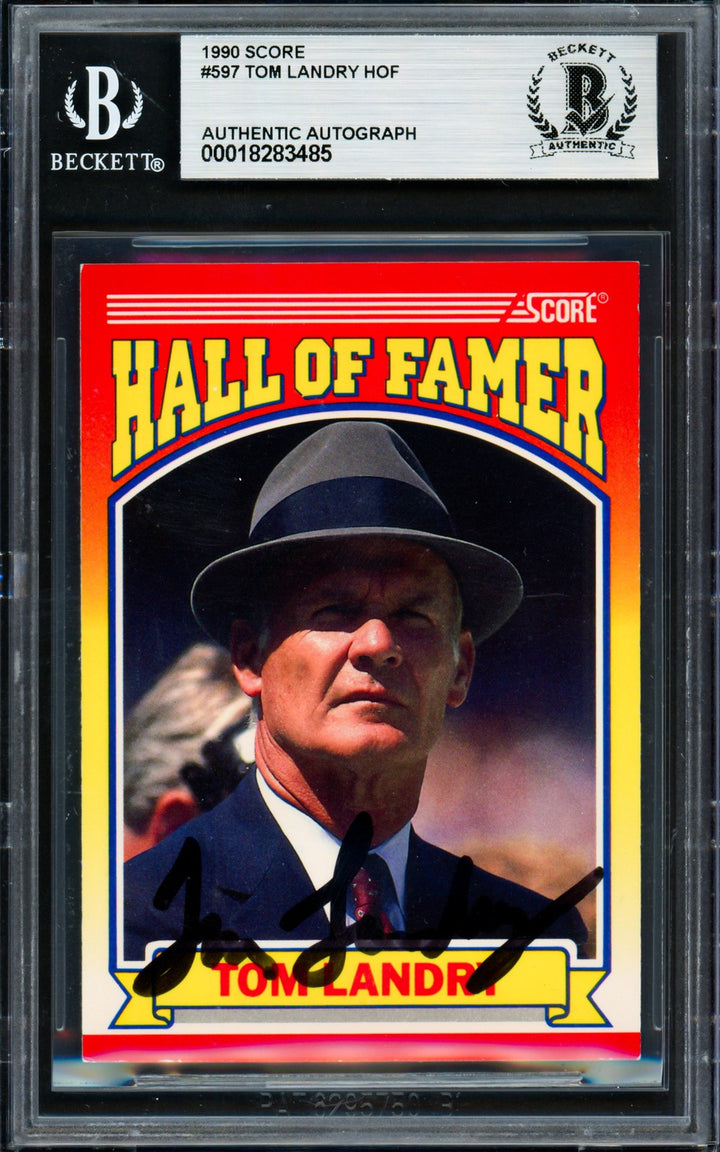 Tom Landry Signed 1990 Score Card #597 Dallas Cowboys Beckett BAS #18283485