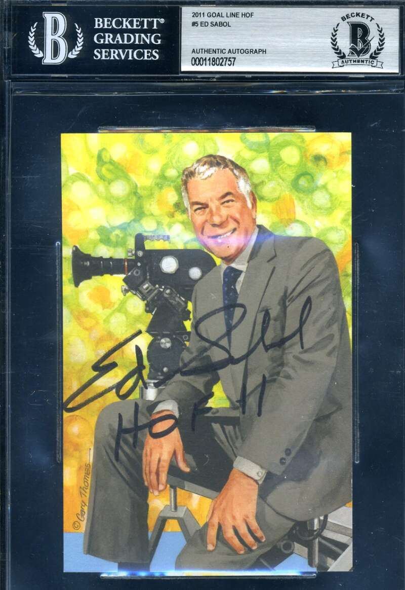 Ed Sabol BAS Beckett Slabbed Signed Goal Line Art Card Autograph GLAC