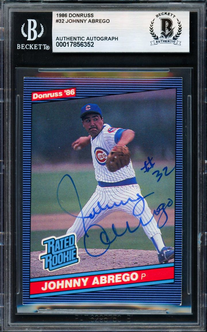 Johnny Abrego Signed 1986 Donruss RC 32 Chicago Cubs Beckett #17856352
