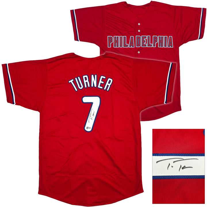 Philadelphia Phillies Trea Turner Signed Red Jersey Beckett Witness