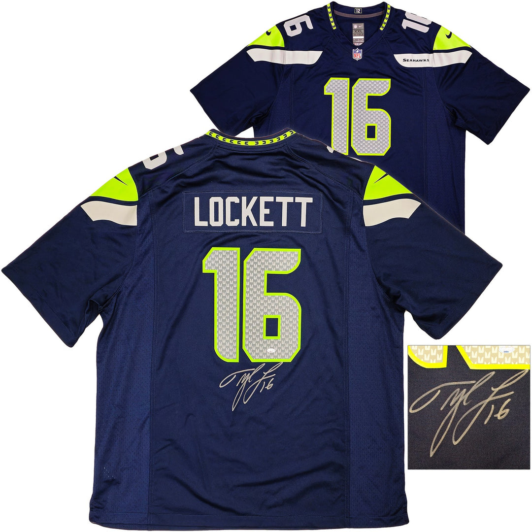 Seahawks Tyler Lockett Signed Blue Nike On Field Jersey Size XXL MCS Holo