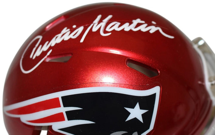 Curtis Martin Autographed New England Patriots Flash Mini Helmet PSA 37033
