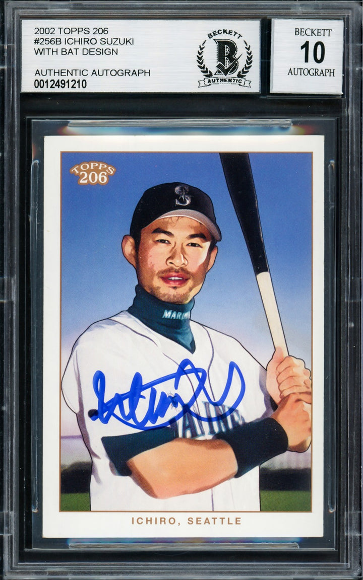 Ichiro Suzuki Signed 2002 Topps 206 Card 256B Mariners Auto GM 10 Beckett