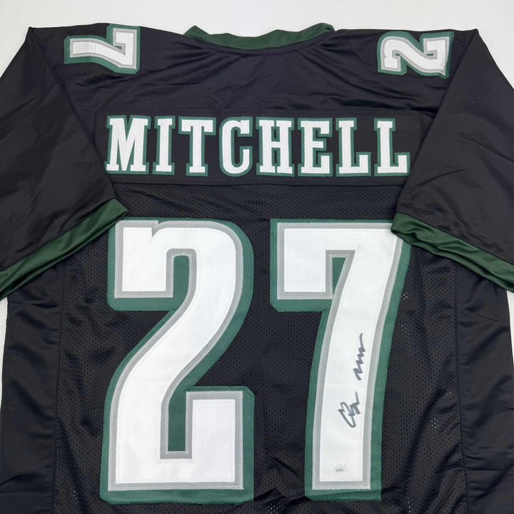Autographed/Signed Quinyon Mitchell Philadelphia Black Jersey JSA COA