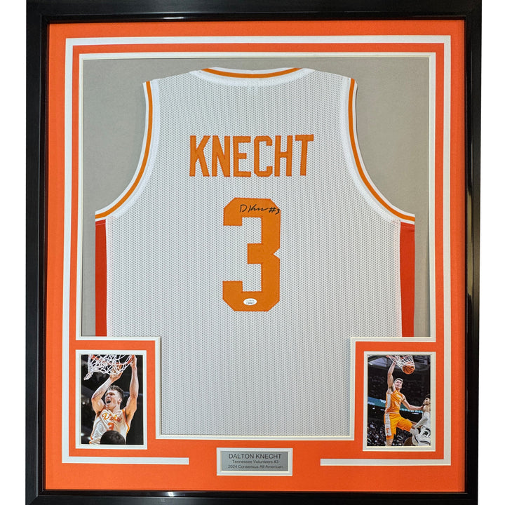 Framed Autographed/Signed Dalton Knecht 35x39 Tennessee White Jersey PSA COA