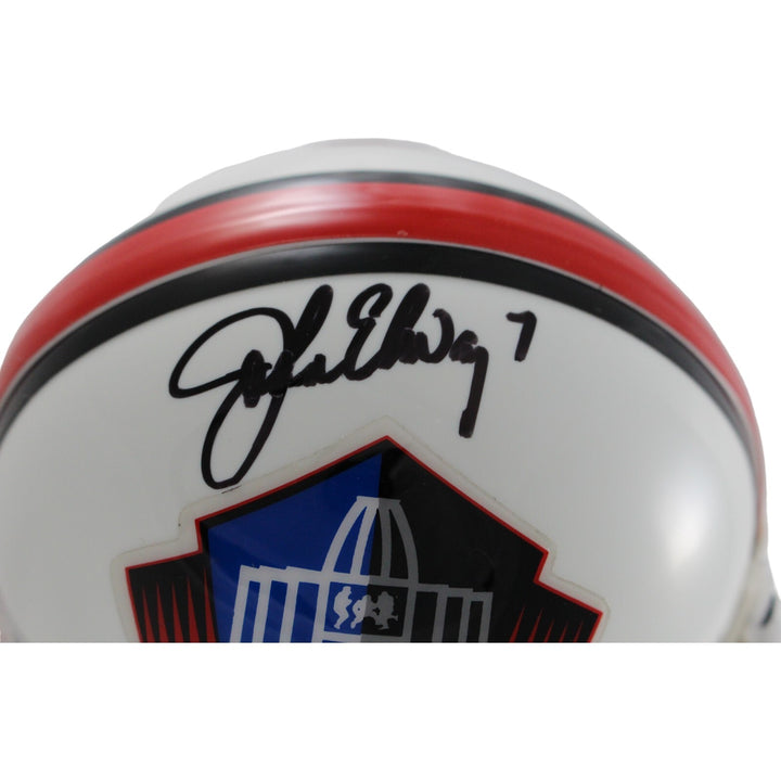 John Elway Autographed Hall of Fame VSR4 Authentic Mini Helmet Beckett 44240