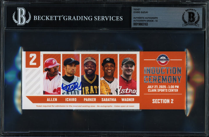Ichiro Suzuki Auto 2025 HOF Induction Ticket Mariners Sig 10 "7/27/2025" Beckett