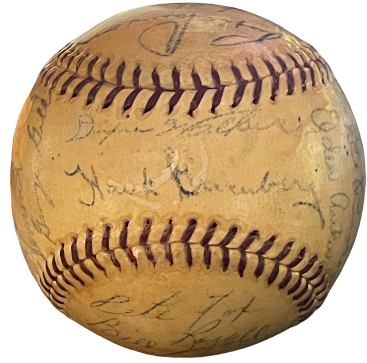 1938 Tigers Team Signed Reach OAL Baseball 24 Sigs Bing Miller/Gehringer/FOX COA