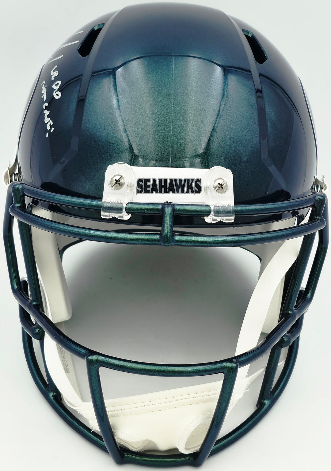 Mike Macdonald Signed Seahawks Rivalries Full Size Helmet "We Did Not Care"
